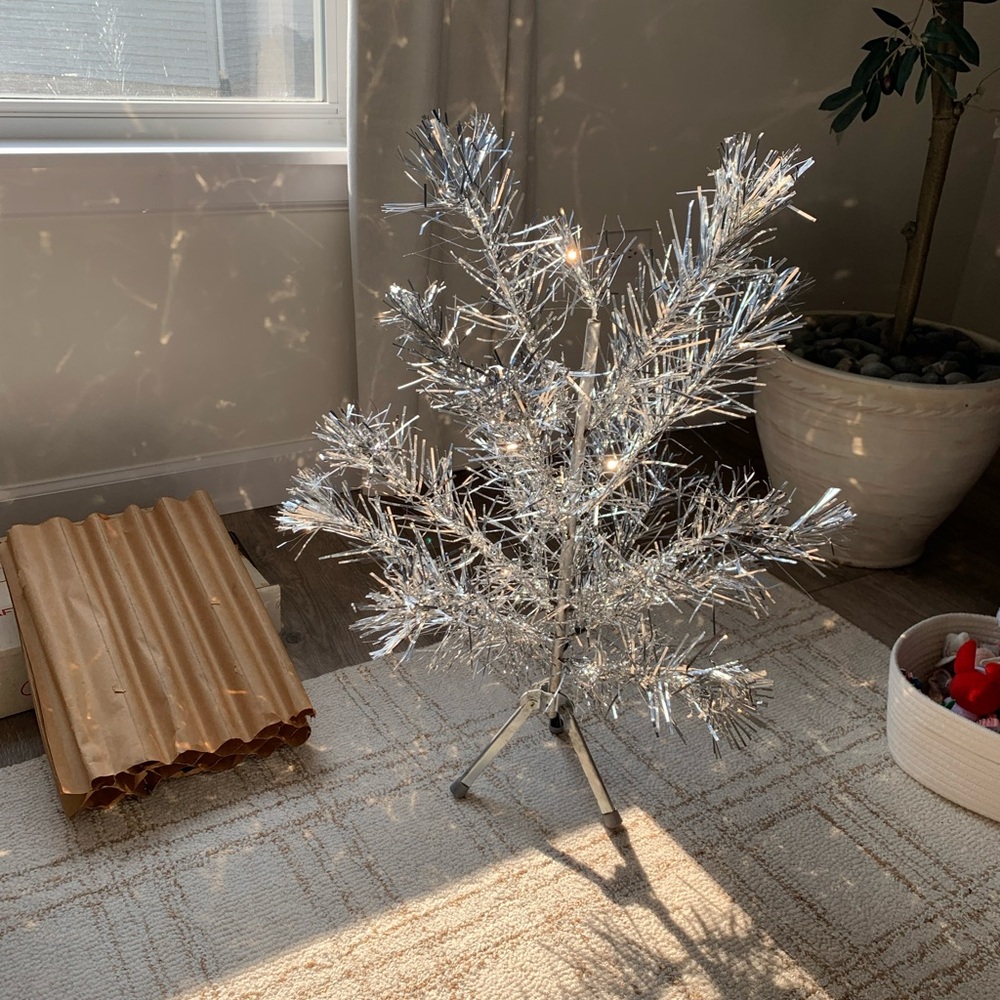 Silver Holiday Tinsel Tree Craft House tree